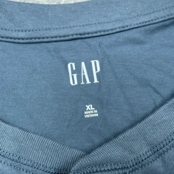 Gap Short Sleeve Henley Shirt XL Blue 100% Cotton New With Tags a0100 - Picture 5 of 9